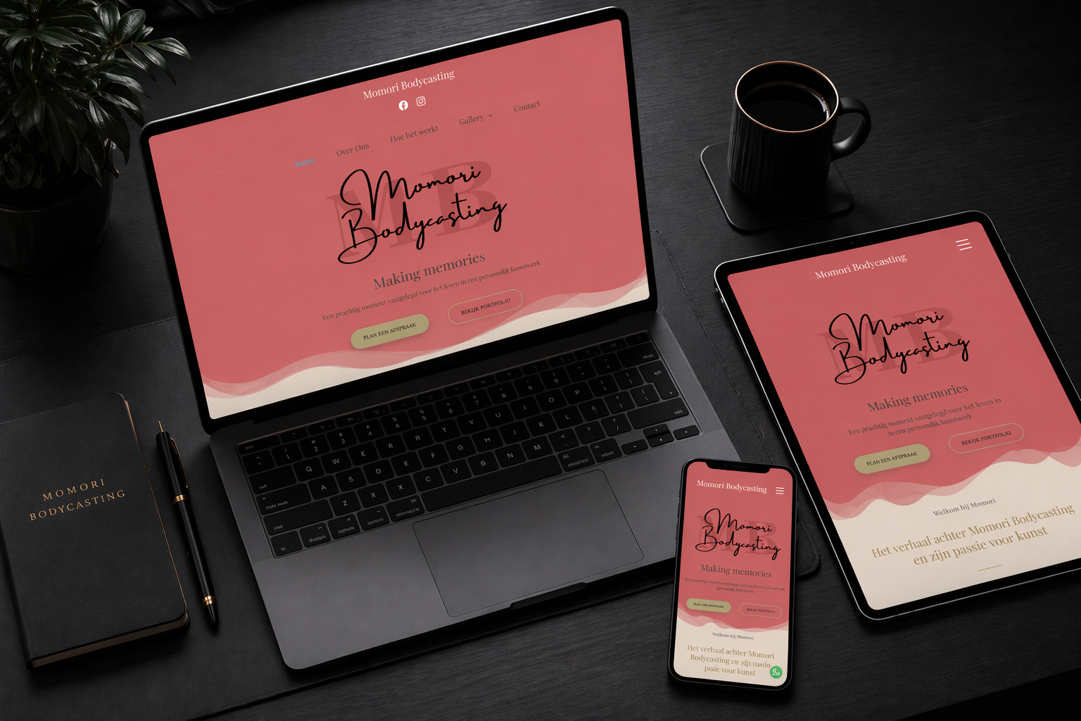 Momori Bodycasting website mockup