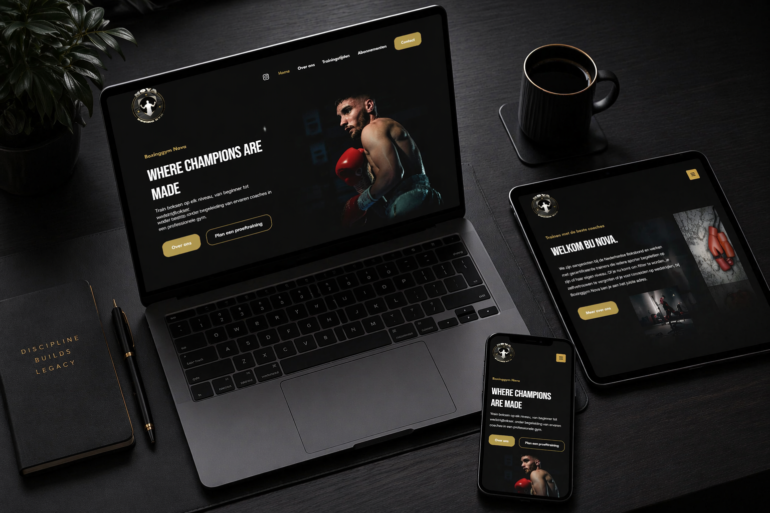Nova Boxing website mockup